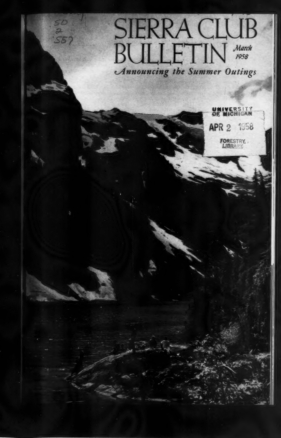 Sierra Club Bulletin 1958 Vol 43 No 3 March cover